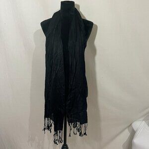 Peach Couture Black Scarf With Tassels